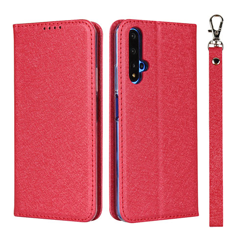 Custodia Portafoglio In Pelle Cover con Supporto T14 per Huawei Honor 20S Rosso