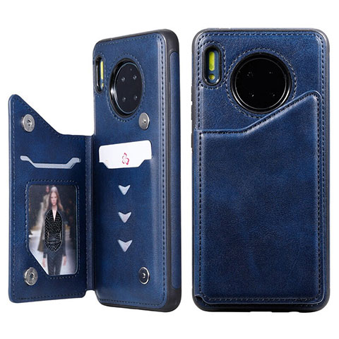 Custodia Portafoglio In Pelle Cover con Supporto T14 per Huawei Mate 30 5G Blu