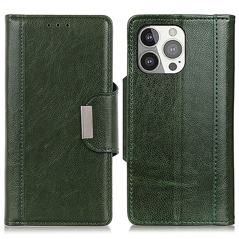 Custodia Portafoglio In Pelle Cover con Supporto T15 per Apple iPhone 13 Pro Verde