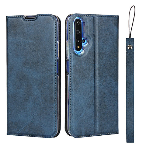 Custodia Portafoglio In Pelle Cover con Supporto T15 per Huawei Nova 5T Blu