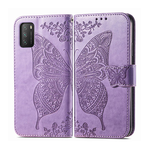 Custodia Portafoglio In Pelle Cover con Supporto T15 per Xiaomi Poco M3 Lavanda