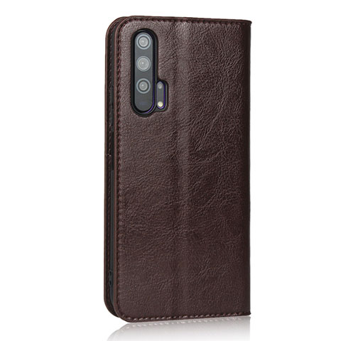 Custodia Portafoglio In Pelle Cover con Supporto T16 per Huawei Honor 20 Pro Marrone