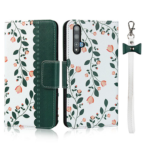 Custodia Portafoglio In Pelle Cover con Supporto T16 per Huawei Honor 20S Verde