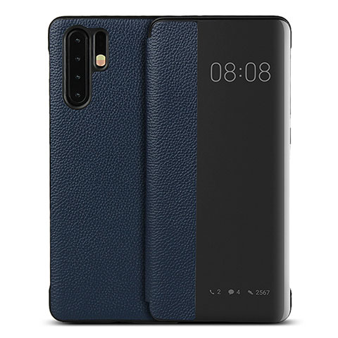 Custodia Portafoglio In Pelle Cover con Supporto T16 per Huawei P30 Pro New Edition Blu