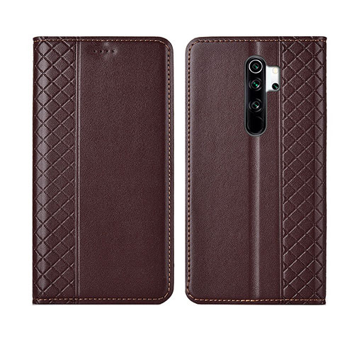 Custodia Portafoglio In Pelle Cover con Supporto T16 per Xiaomi Redmi Note 8 Pro Marrone