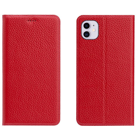 Custodia Portafoglio In Pelle Cover con Supporto T17 per Apple iPhone 11 Rosso