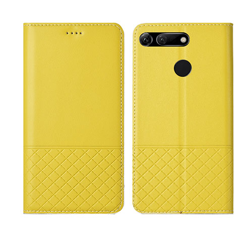 Custodia Portafoglio In Pelle Cover con Supporto T17 per Huawei Honor V20 Giallo