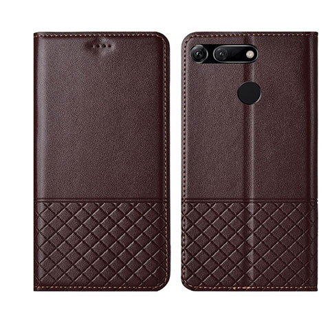 Custodia Portafoglio In Pelle Cover con Supporto T17 per Huawei Honor V20 Marrone