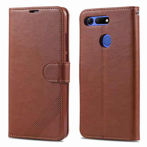 Custodia Portafoglio In Pelle Cover con Supporto T18 per Huawei Honor View 20 Marrone