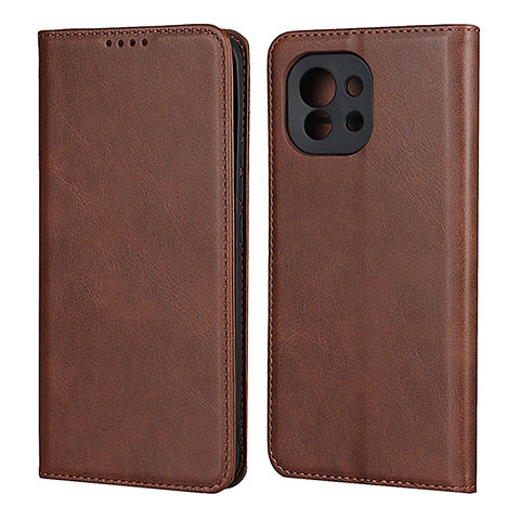 Custodia Portafoglio In Pelle Cover con Supporto T20 per Xiaomi Mi 11 Lite 5G NE Marrone