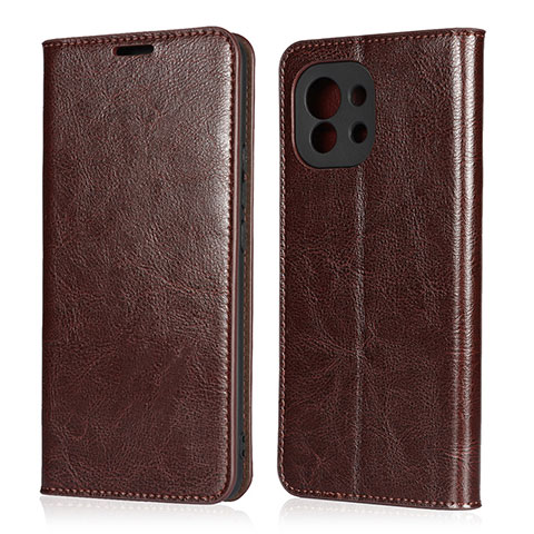 Custodia Portafoglio In Pelle Cover con Supporto T21 per Xiaomi Mi 11 5G Marrone