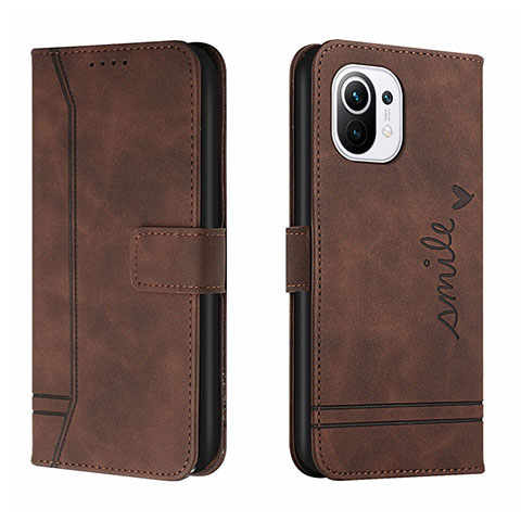 Custodia Portafoglio In Pelle Cover con Supporto T22 per Xiaomi Mi 11 Lite 5G Marrone