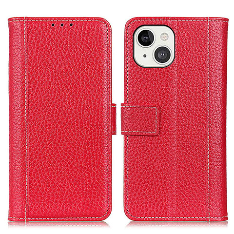 Custodia Portafoglio In Pelle Cover con Supporto T23 per Apple iPhone 13 Rosso