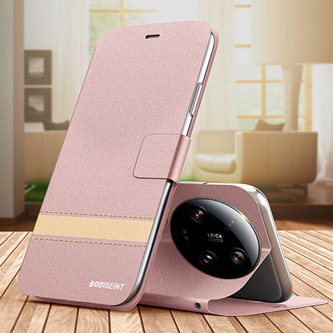 Custodia Portafoglio In Pelle Cover con Supporto TB1 per Xiaomi Mi 13 Ultra 5G Oro Rosa