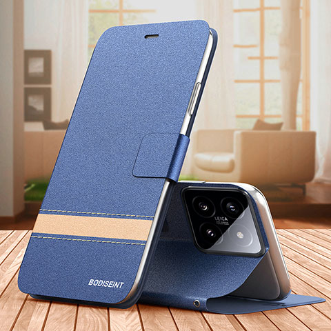 Custodia Portafoglio In Pelle Cover con Supporto TB1 per Xiaomi Mi 14 5G Blu