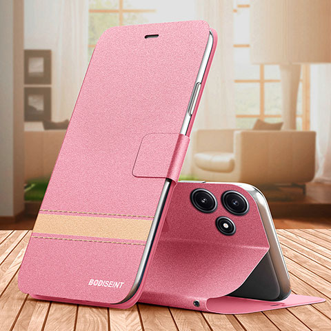 Custodia Portafoglio In Pelle Cover con Supporto TB1 per Xiaomi Redmi 12 5G Rosa Caldo