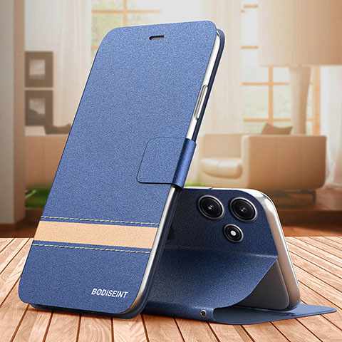 Custodia Portafoglio In Pelle Cover con Supporto TB1 per Xiaomi Redmi Note 12R 5G Blu