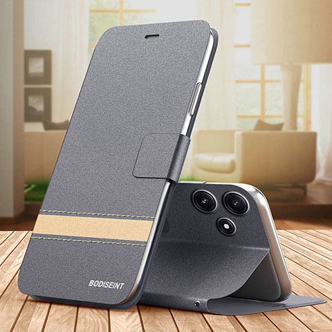 Custodia Portafoglio In Pelle Cover con Supporto TB1 per Xiaomi Redmi Note 12R 5G Grigio