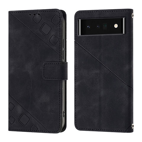 Custodia Portafoglio In Pelle Cover con Supporto Y01B per Google Pixel 6 Pro 5G Nero