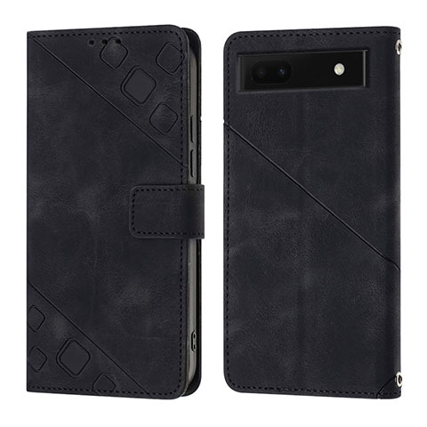 Custodia Portafoglio In Pelle Cover con Supporto Y01B per Google Pixel 6a 5G Nero