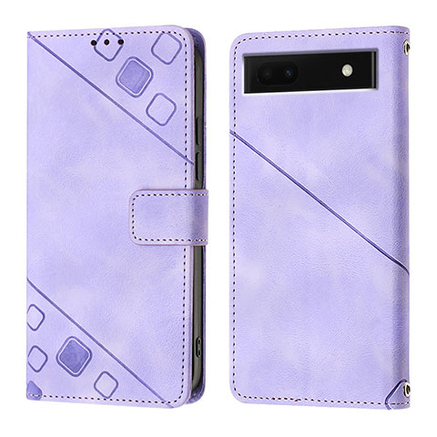 Custodia Portafoglio In Pelle Cover con Supporto Y01B per Google Pixel 6a 5G Viola