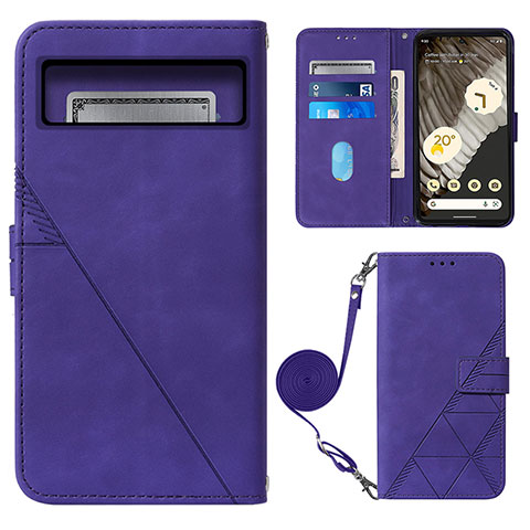 Custodia Portafoglio In Pelle Cover con Supporto Y01B per Google Pixel 8 Pro 5G Viola