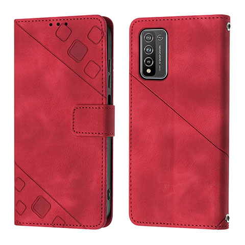 Custodia Portafoglio In Pelle Cover con Supporto Y01B per Huawei Honor 10X Lite Rosso