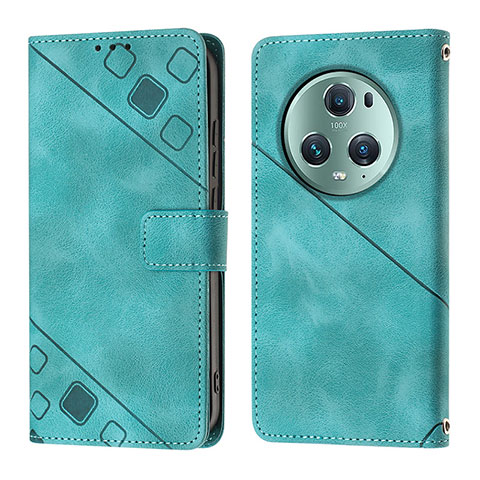 Custodia Portafoglio In Pelle Cover con Supporto Y01B per Huawei Honor Magic5 Pro 5G Verde