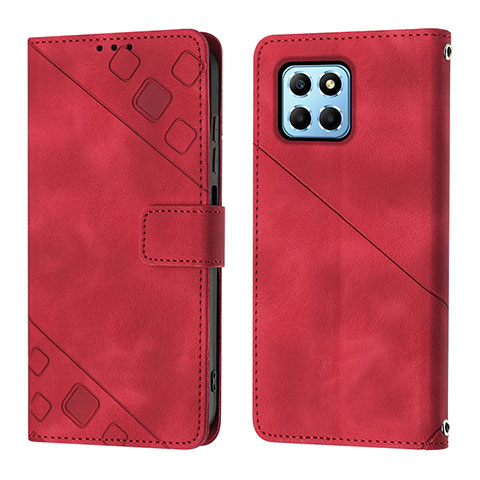 Custodia Portafoglio In Pelle Cover con Supporto Y01B per Huawei Honor X6S Rosso