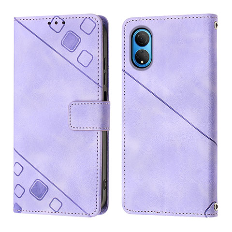 Custodia Portafoglio In Pelle Cover con Supporto Y01B per Huawei Honor X7 Viola