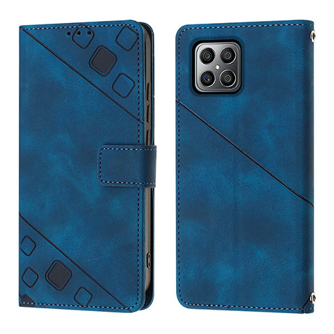 Custodia Portafoglio In Pelle Cover con Supporto Y01B per Huawei Honor X8 4G Blu