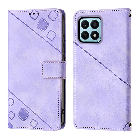 Custodia Portafoglio In Pelle Cover con Supporto Y01B per Huawei Honor X8a 4G Viola