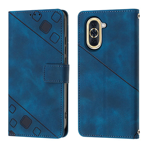 Custodia Portafoglio In Pelle Cover con Supporto Y01B per Huawei Nova 10 Blu