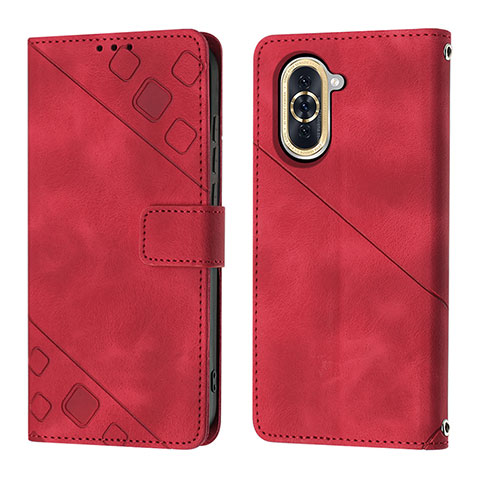 Custodia Portafoglio In Pelle Cover con Supporto Y01B per Huawei Nova 10 Rosso