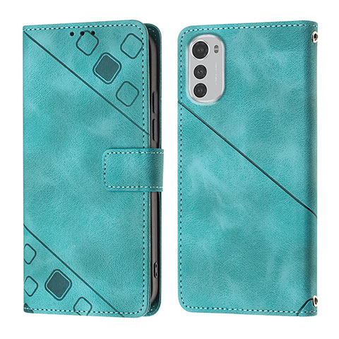 Custodia Portafoglio In Pelle Cover con Supporto Y01B per Motorola Moto E32s Verde