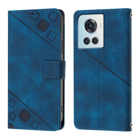 Custodia Portafoglio In Pelle Cover con Supporto Y01B per OnePlus 10R 5G Blu