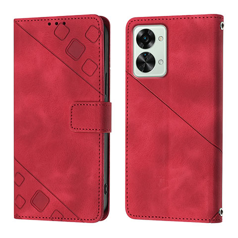 Custodia Portafoglio In Pelle Cover con Supporto Y01B per OnePlus Nord 2T 5G Rosso