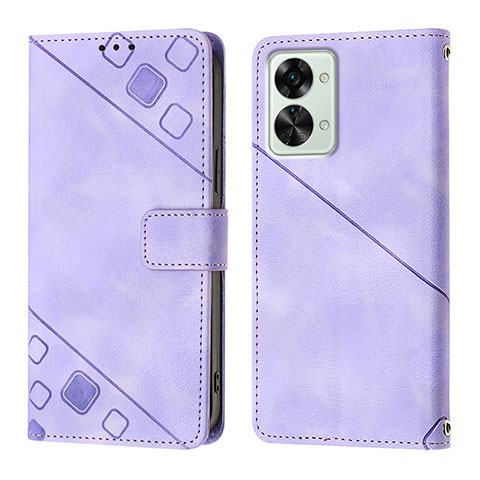 Custodia Portafoglio In Pelle Cover con Supporto Y01B per OnePlus Nord 2T 5G Viola