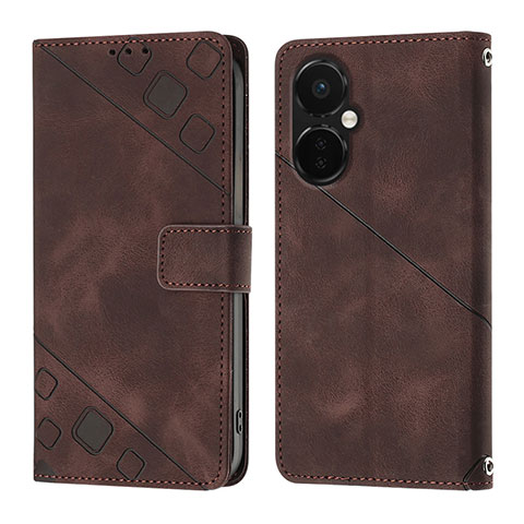 Custodia Portafoglio In Pelle Cover con Supporto Y01B per OnePlus Nord N30 5G Marrone