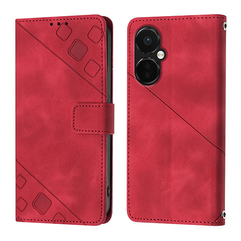 Custodia Portafoglio In Pelle Cover con Supporto Y01B per OnePlus Nord N30 5G Rosso