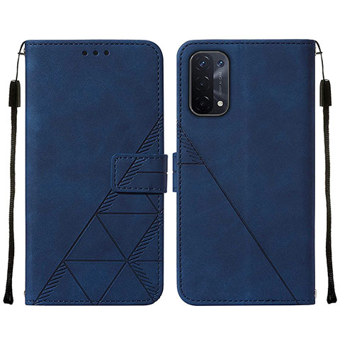 Custodia Portafoglio In Pelle Cover con Supporto Y01B per Oppo A54 5G Blu