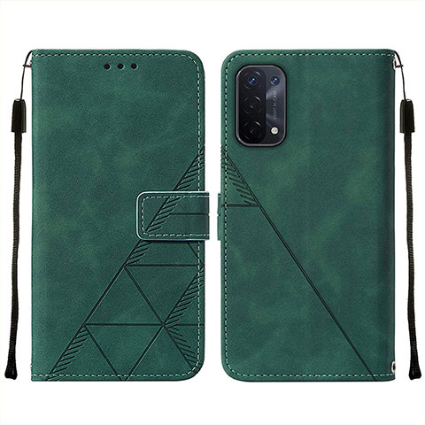 Custodia Portafoglio In Pelle Cover con Supporto Y01B per Oppo A54 5G Verde