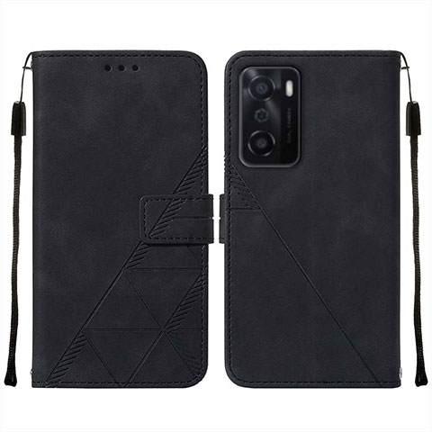 Custodia Portafoglio In Pelle Cover con Supporto Y01B per Oppo A55S 5G Nero