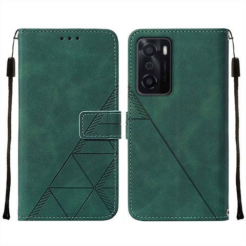 Custodia Portafoglio In Pelle Cover con Supporto Y01B per Oppo A55S 5G Verde