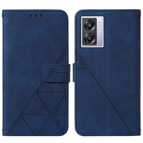 Custodia Portafoglio In Pelle Cover con Supporto Y01B per Oppo A57 5G Blu