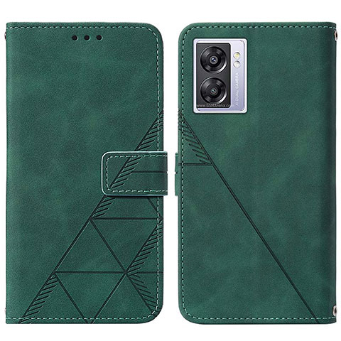 Custodia Portafoglio In Pelle Cover con Supporto Y01B per Oppo A57 5G Verde