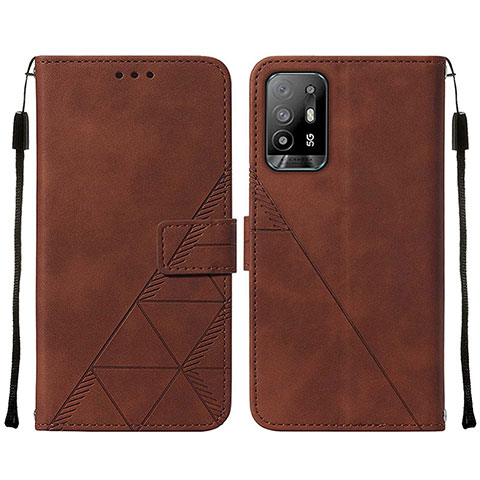 Custodia Portafoglio In Pelle Cover con Supporto Y01B per Oppo A94 5G Marrone