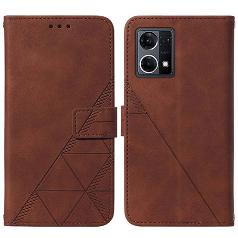 Custodia Portafoglio In Pelle Cover con Supporto Y01B per Oppo F21 Pro 4G Marrone