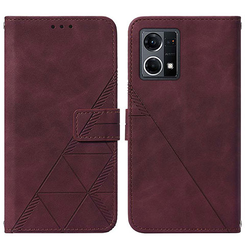 Custodia Portafoglio In Pelle Cover con Supporto Y01B per Oppo F21s Pro 4G Rosso Rosa