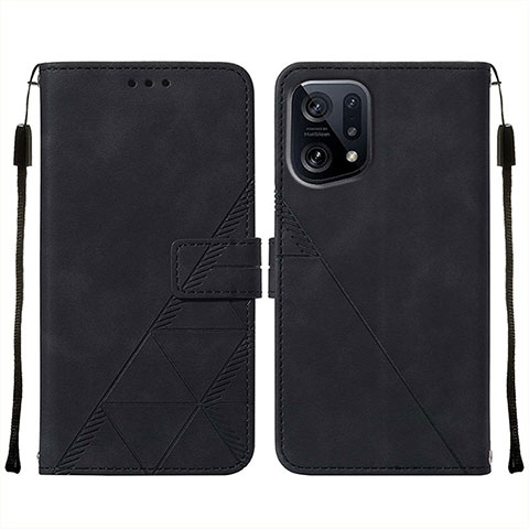 Custodia Portafoglio In Pelle Cover con Supporto Y01B per Oppo Find X5 5G Nero